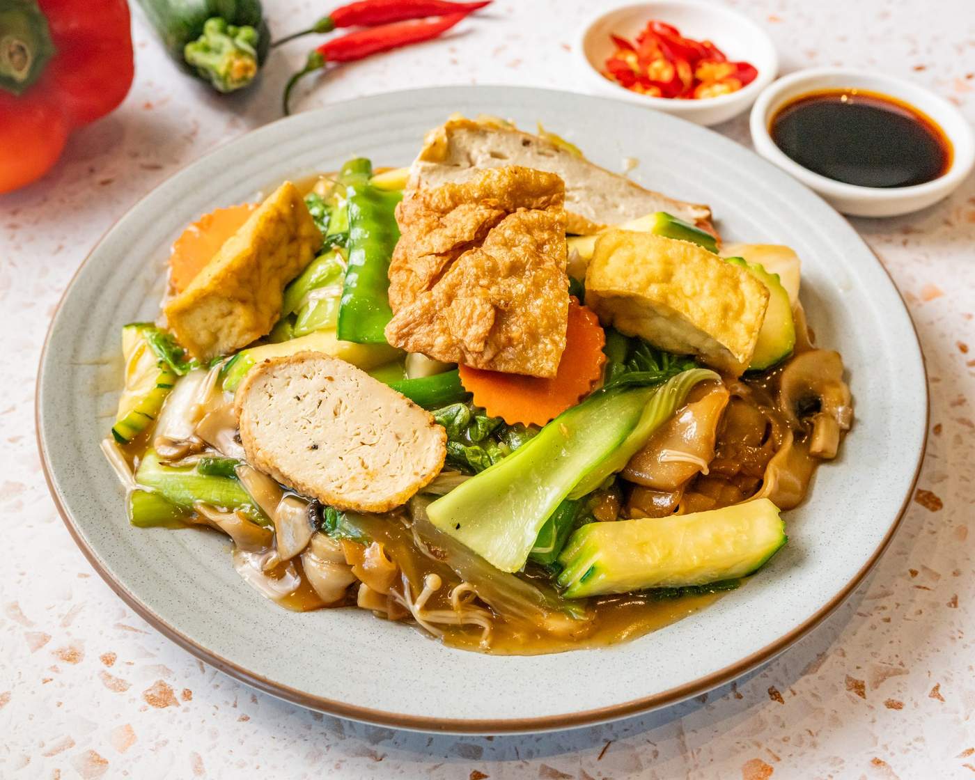 Soft Flat Rice Noodle Braised